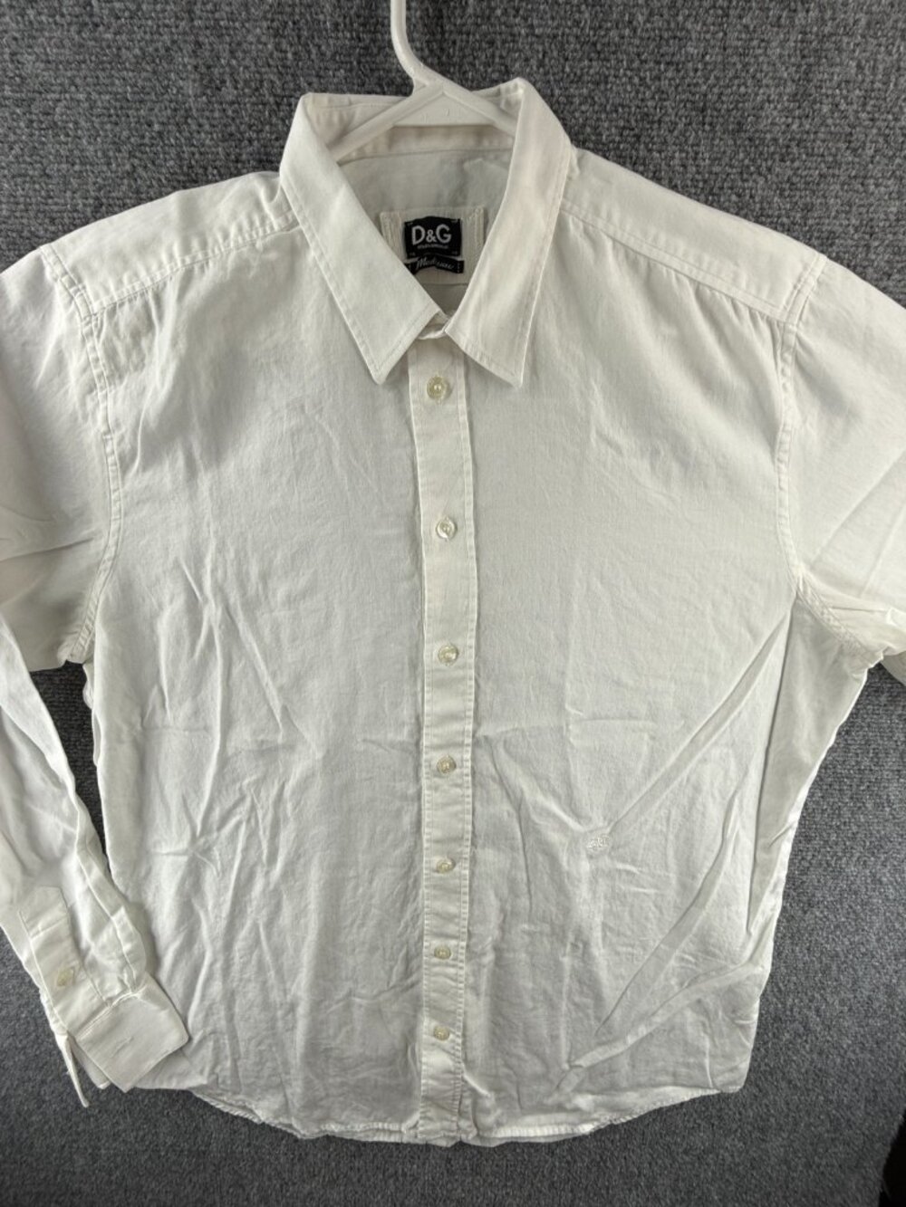 Dolce & Gabbana Button Up Shirt Medium White Long Sleeve Cotton Woven Designer
